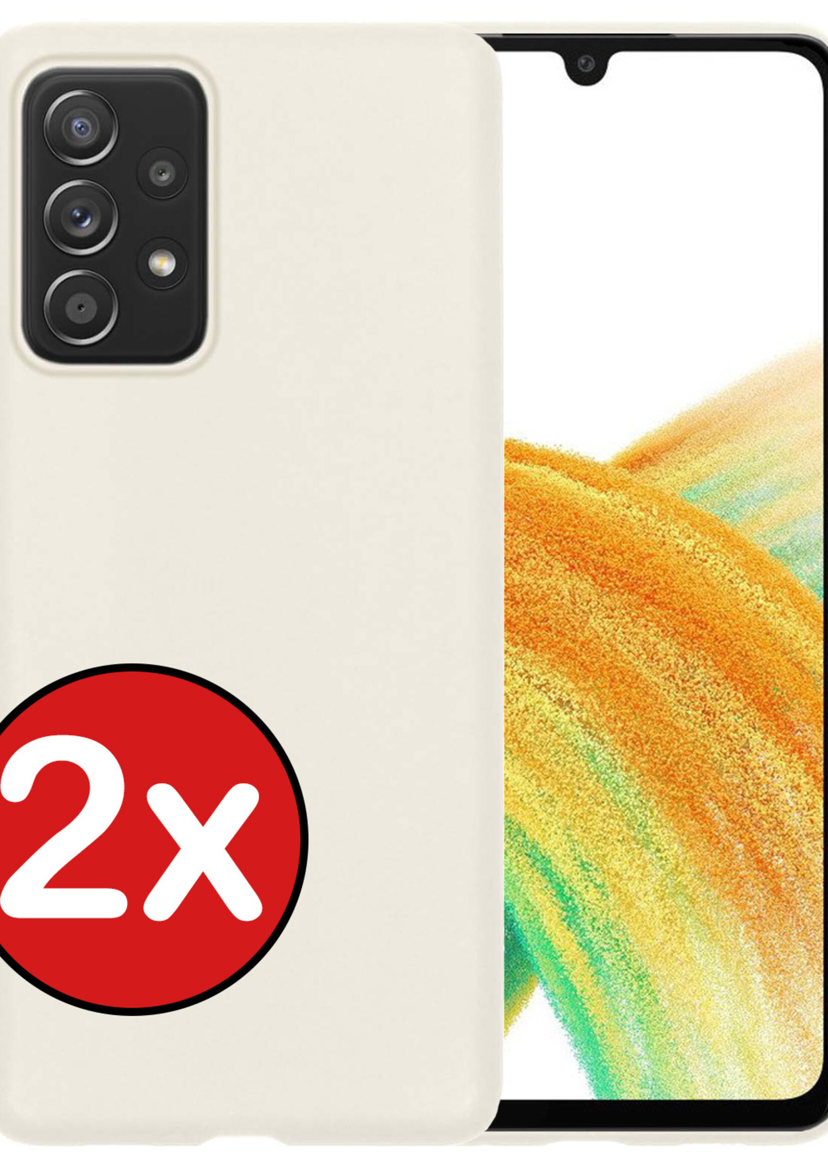 BTH Hoesje Geschikt voor Samsung A33 Hoesje Siliconen Case Hoes - Hoes Geschikt voor Samsung Galaxy A33 Hoes Cover Case - Wit - 2 PACK