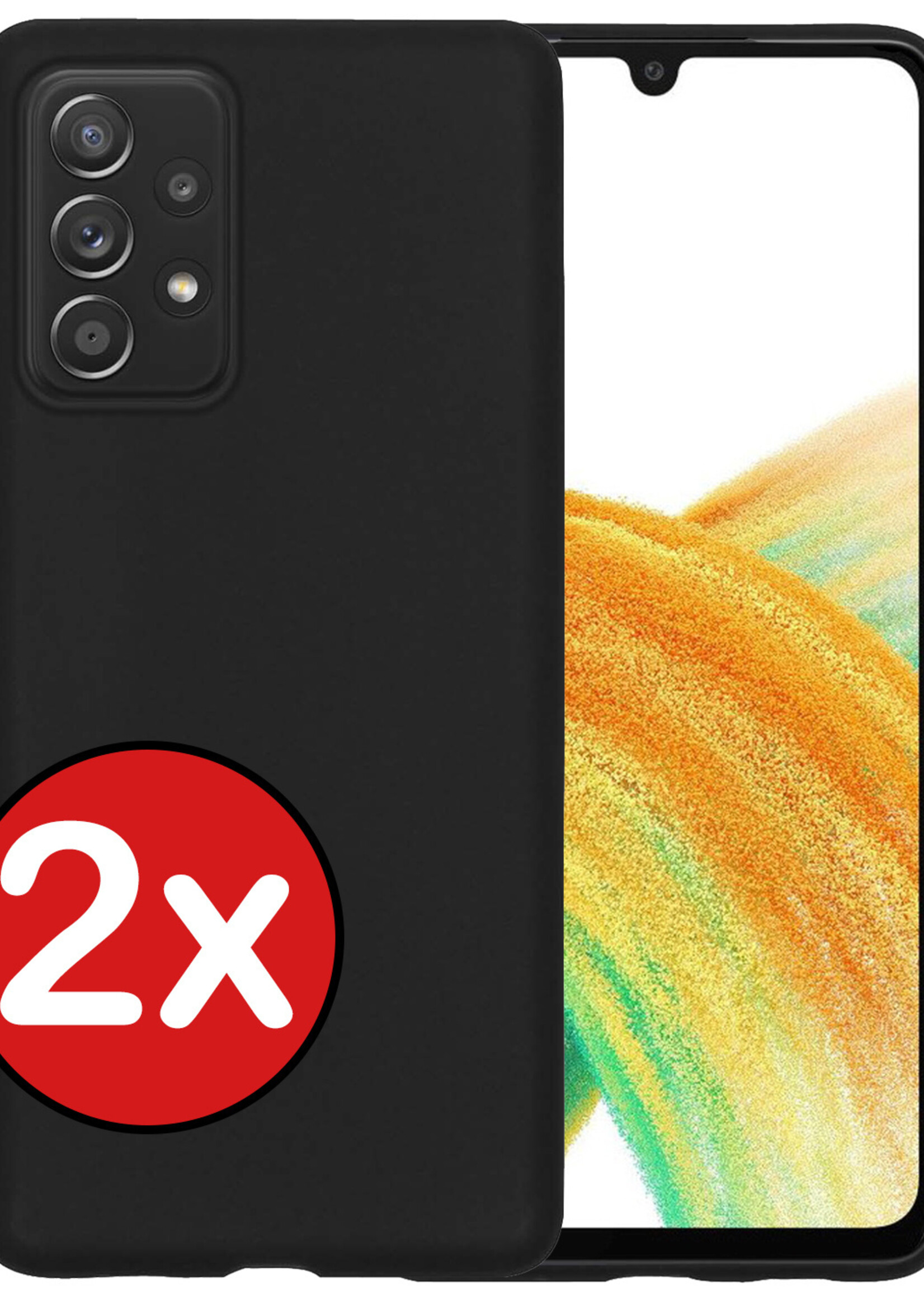 BTH Hoesje Geschikt voor Samsung A33 Hoesje Siliconen Case Hoes - Hoes Geschikt voor Samsung Galaxy A33 Hoes Cover Case - Zwart - 2 PACK