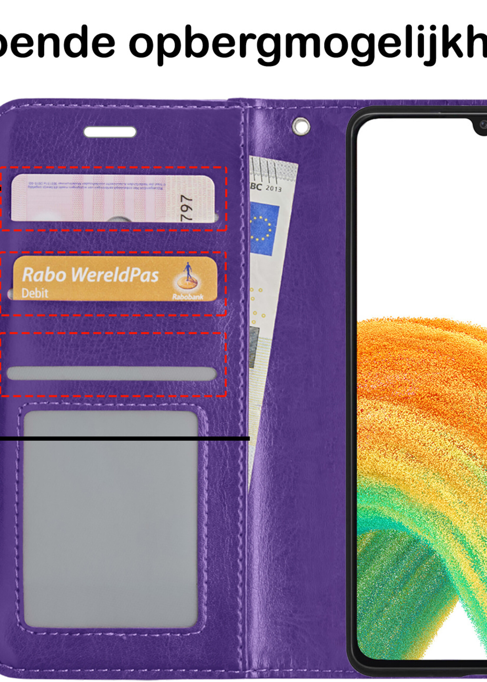 BTH Samsung A33 Hoesje Book Case Hoes - Samsung Galaxy A33 Case Hoesje Portemonnee Cover - Samsung A33 Hoes Wallet Case Hoesje - Paars