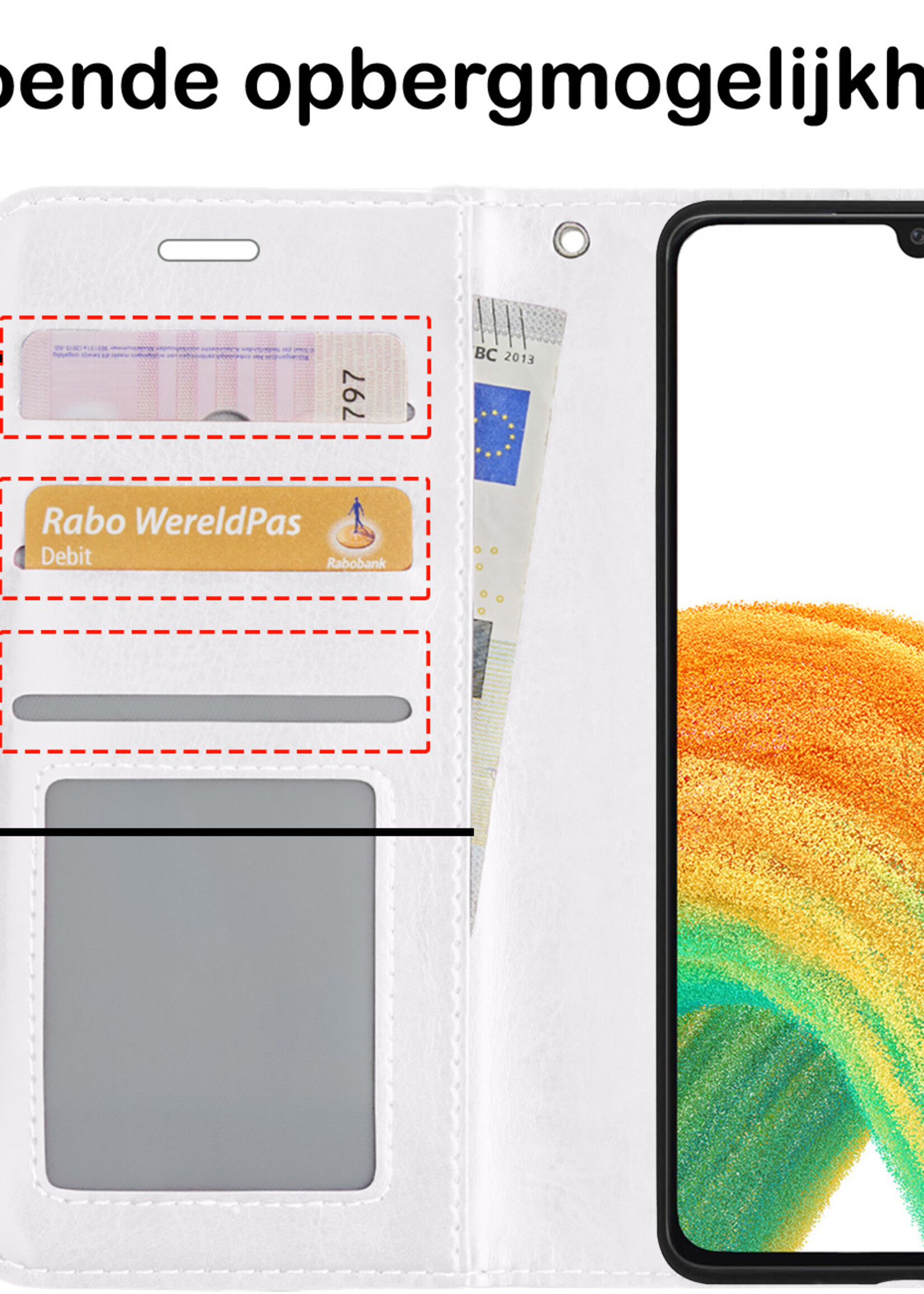 BTH Samsung A33 Hoesje Book Case Hoes - Samsung Galaxy A33 Case Hoesje Portemonnee Cover - Samsung A33 Hoes Wallet Case Hoesje - Wit