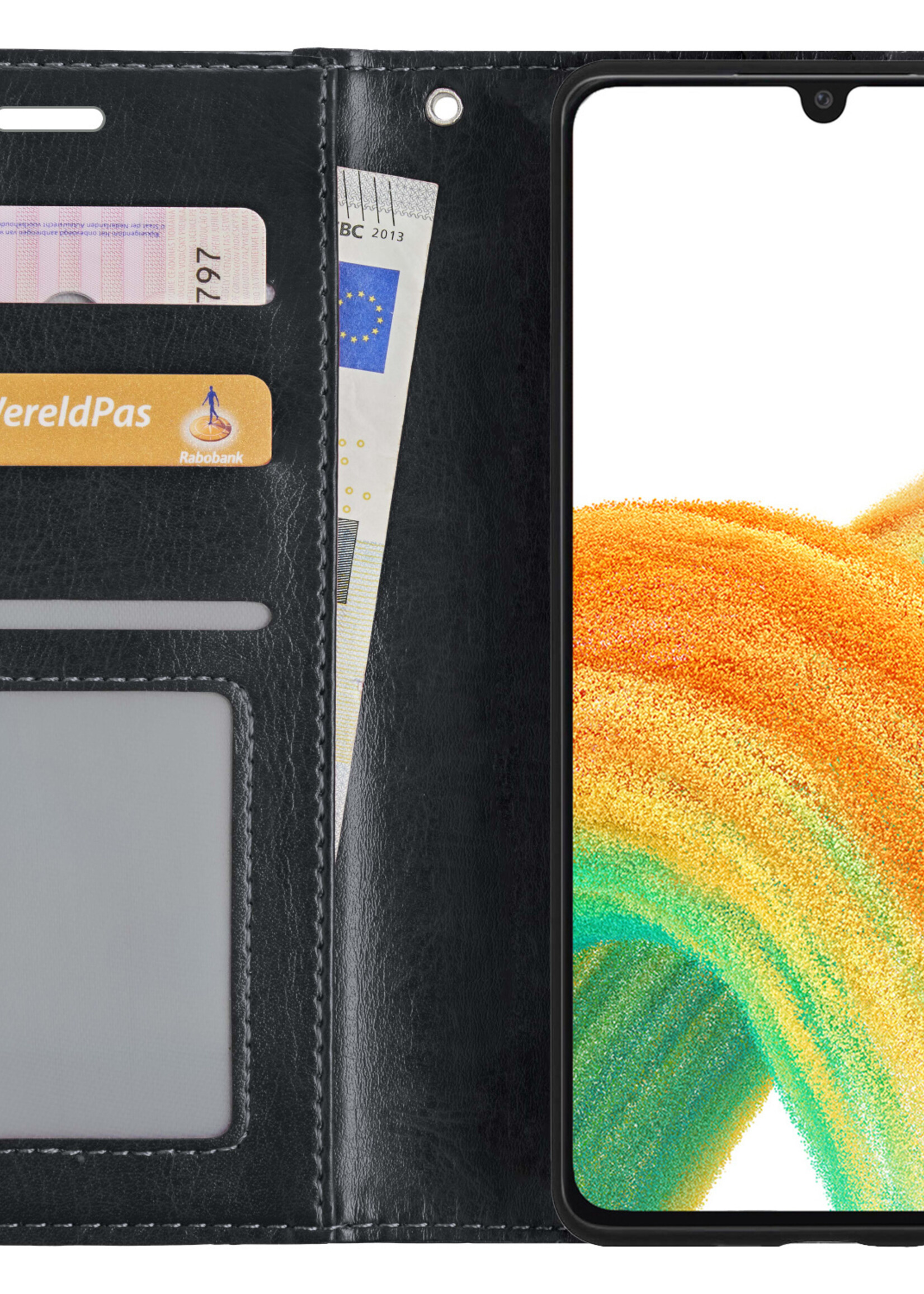 BTH Samsung A33 Hoesje Book Case Hoes - Samsung Galaxy A33 Case Hoesje Portemonnee Cover - Samsung A33 Hoes Wallet Case Hoesje - Zwart