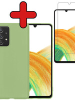 BTH BTH Samsung Galaxy A33 Hoesje Siliconen Met Screenprotector - Groen