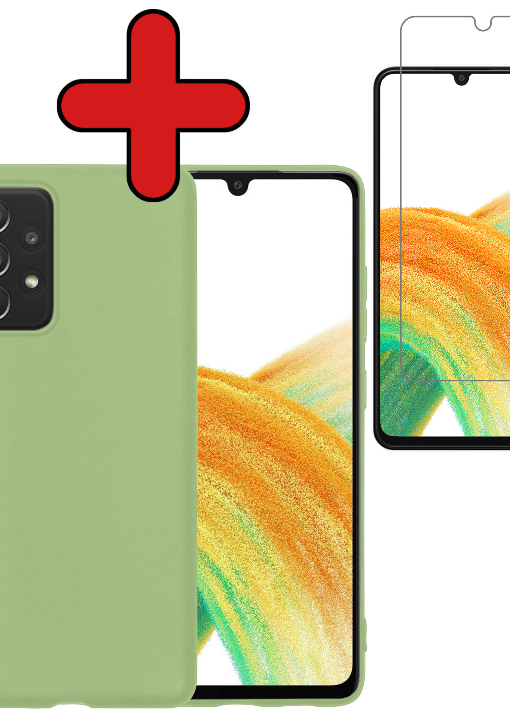 BTH Hoesje Geschikt voor Samsung A33 Hoesje Siliconen Case Hoes Met Screenprotector - Hoes Geschikt voor Samsung Galaxy A33 Hoes Cover Case - Groen