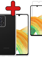BTH BTH Samsung Galaxy A33 Hoesje Siliconen Met Screenprotector - Transparant