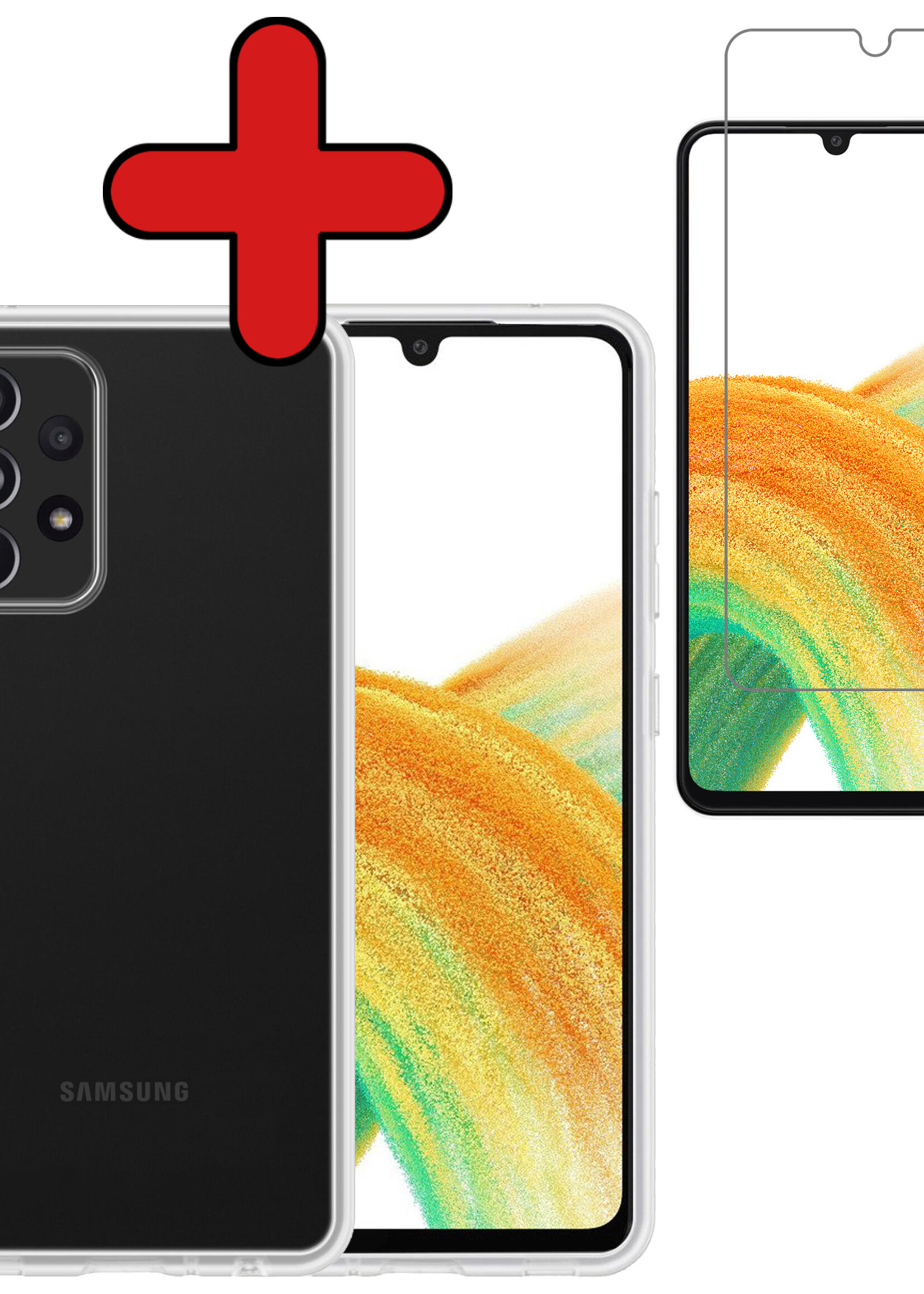 BTH Hoesje Geschikt voor Samsung A33 Hoesje Siliconen Case Hoes Met Screenprotector - Hoes Geschikt voor Samsung Galaxy A33 Hoes Cover Case - Transparant