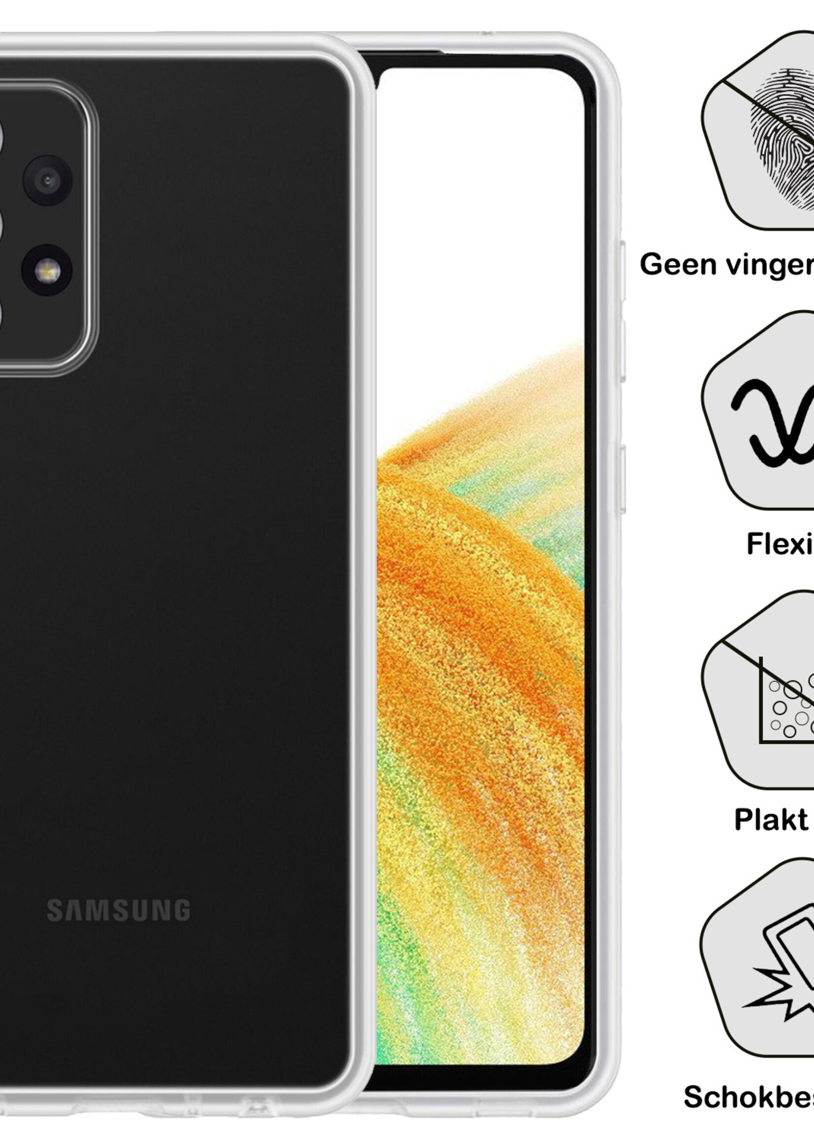 BTH Hoesje Geschikt voor Samsung A33 Hoesje Siliconen Case Hoes Met Screenprotector - Hoes Geschikt voor Samsung Galaxy A33 Hoes Cover Case - Transparant