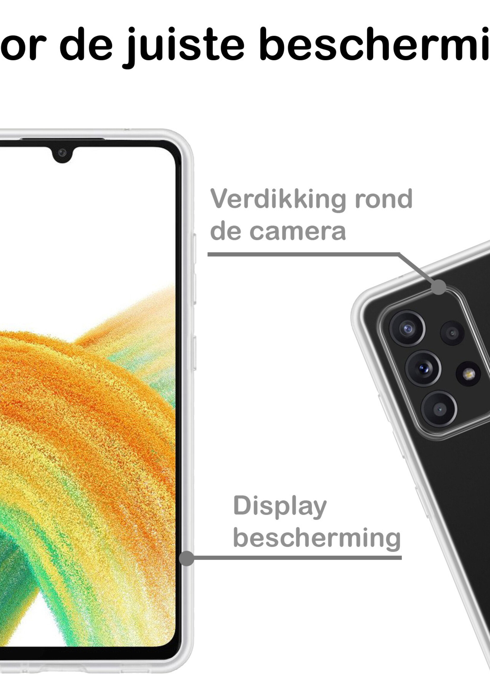 BTH Hoesje Geschikt voor Samsung A33 Hoesje Siliconen Case Hoes Met Screenprotector - Hoes Geschikt voor Samsung Galaxy A33 Hoes Cover Case - Transparant