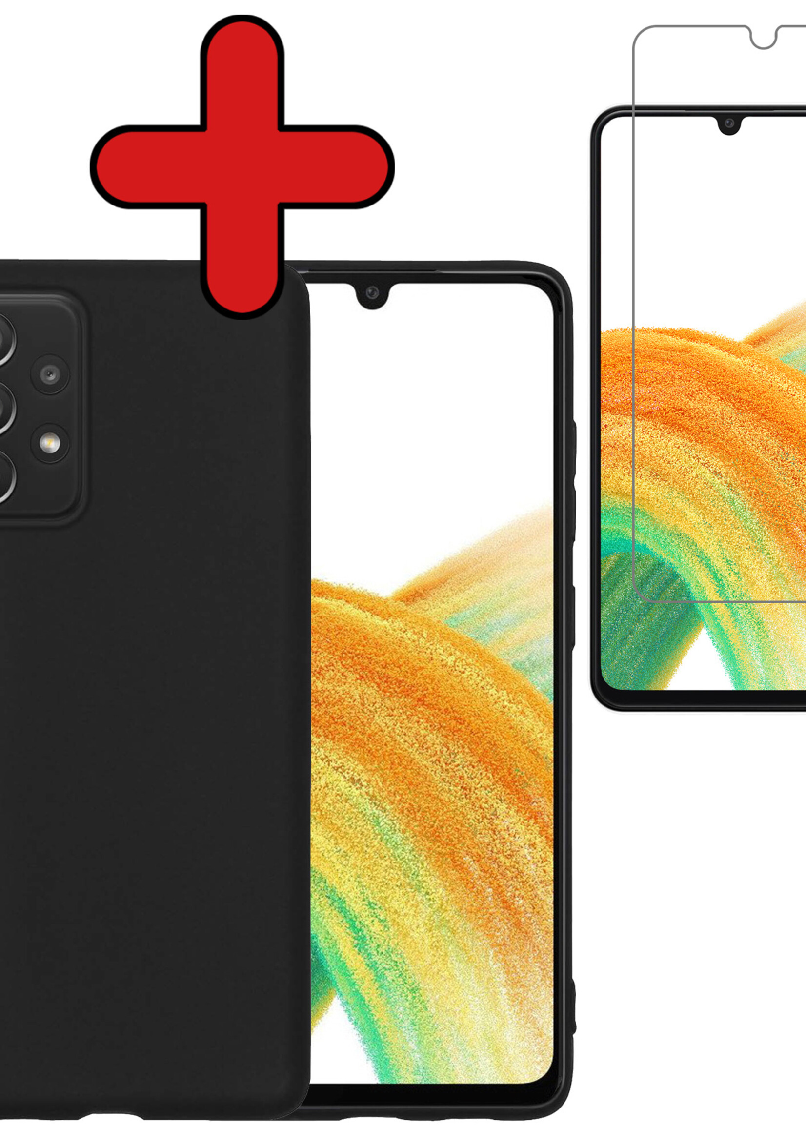 BTH Hoesje Geschikt voor Samsung A33 Hoesje Siliconen Case Hoes Met Screenprotector - Hoes Geschikt voor Samsung Galaxy A33 Hoes Cover Case - Zwart