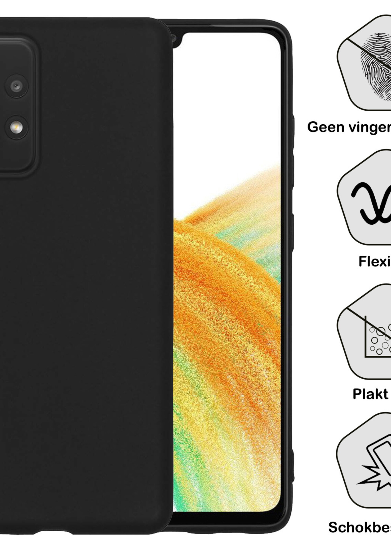 BTH Hoesje Geschikt voor Samsung A33 Hoesje Siliconen Case Hoes Met Screenprotector - Hoes Geschikt voor Samsung Galaxy A33 Hoes Cover Case - Zwart