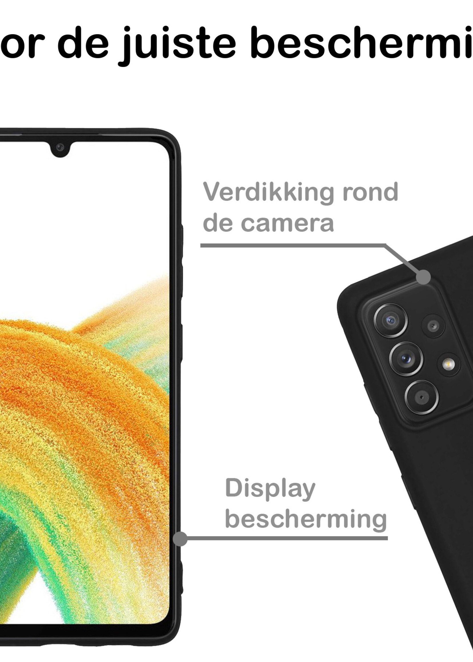 BTH Hoesje Geschikt voor Samsung A33 Hoesje Siliconen Case Hoes Met Screenprotector - Hoes Geschikt voor Samsung Galaxy A33 Hoes Cover Case - Zwart
