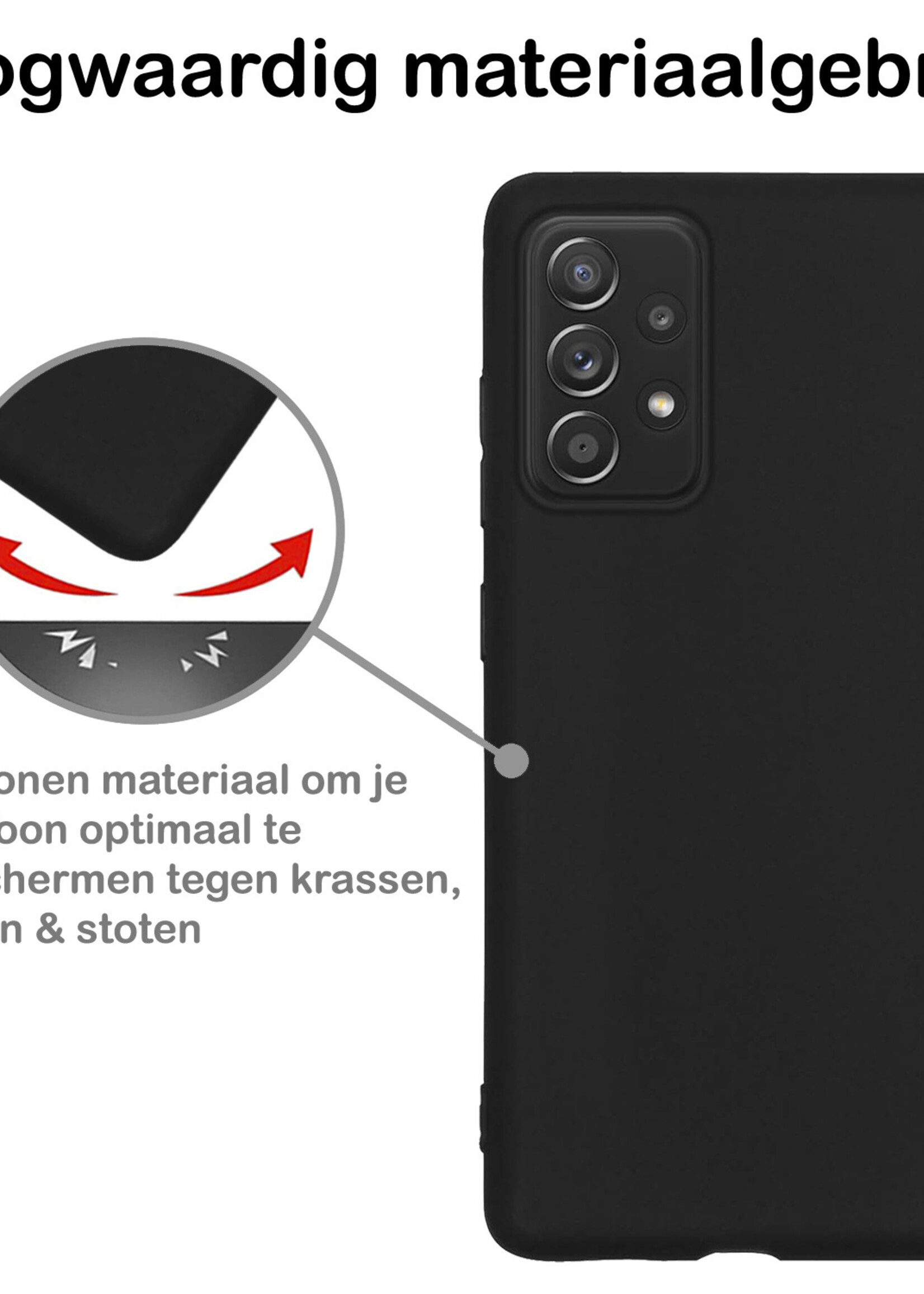 BTH Hoesje Geschikt voor Samsung A33 Hoesje Siliconen Case Hoes Met Screenprotector - Hoes Geschikt voor Samsung Galaxy A33 Hoes Cover Case - Zwart