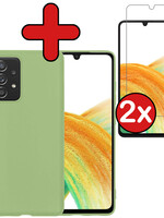 BTH BTH Samsung Galaxy A33 Hoesje Siliconen Met 2x Screenprotector - Groen
