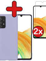 BTH BTH Samsung Galaxy A33 Hoesje Siliconen Met 2x Screenprotector - Lila