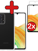 BTH BTH Samsung Galaxy A33 Hoesje Siliconen Met 2x Screenprotector - Transparant