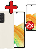 BTH BTH Samsung Galaxy A33 Hoesje Siliconen Met 2x Screenprotector - Wit
