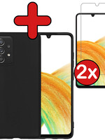 BTH BTH Samsung Galaxy A33 Hoesje Siliconen Met 2x Screenprotector - Zwart