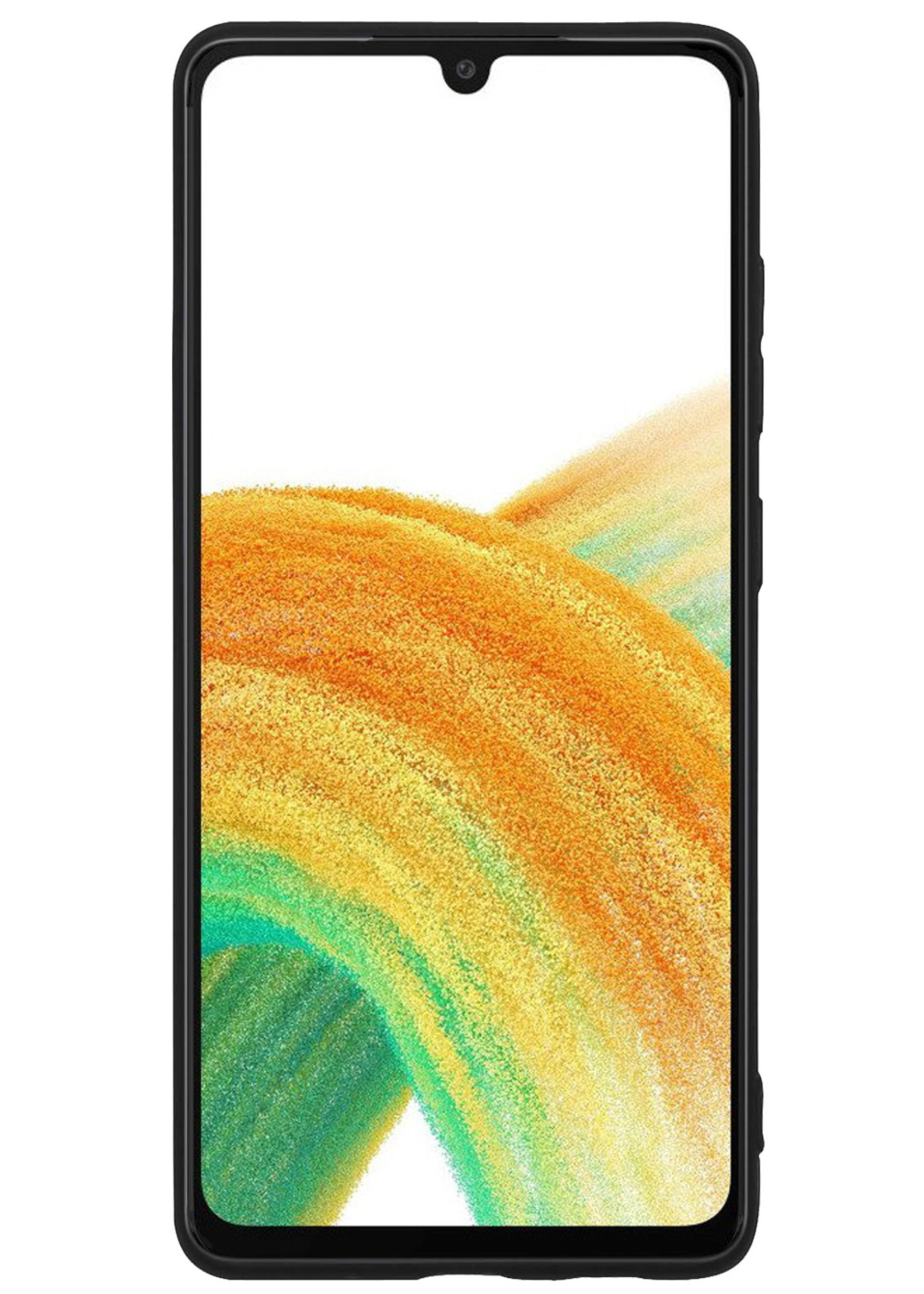 BTH Hoesje Geschikt voor Samsung A33 Hoesje Siliconen Case Hoes Met 2x Screenprotector - Hoes Geschikt voor Samsung Galaxy A33 Hoes Cover Case - Zwart