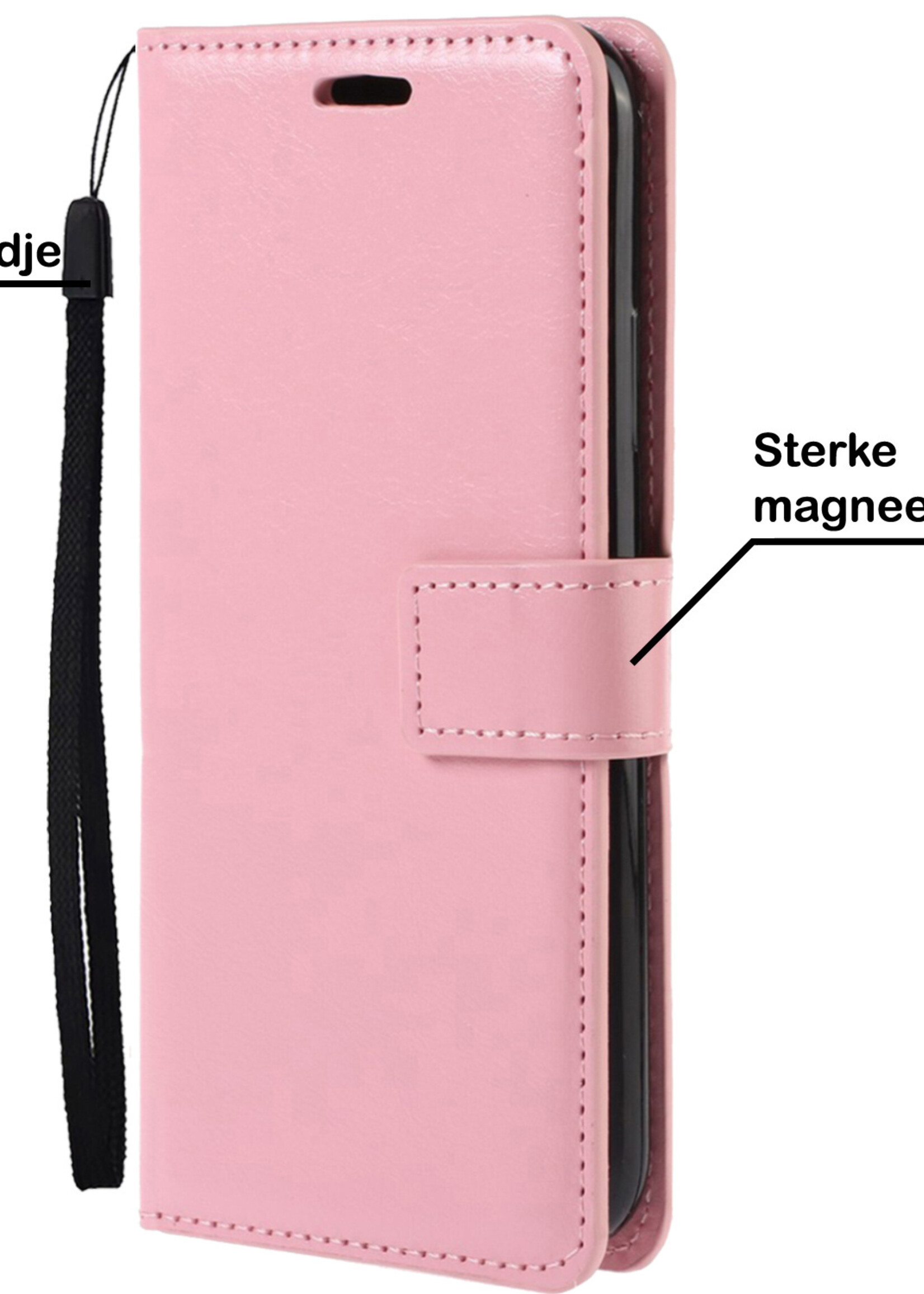BTH Hoesje Geschikt voor Samsung A33 Hoesje Book Case Hoes Portemonnee Cover Walletcase Met 2x Screenprotector - Hoes Geschikt voor Samsung Galaxy A33 Hoes Bookcase Hoesje - Lichtroze