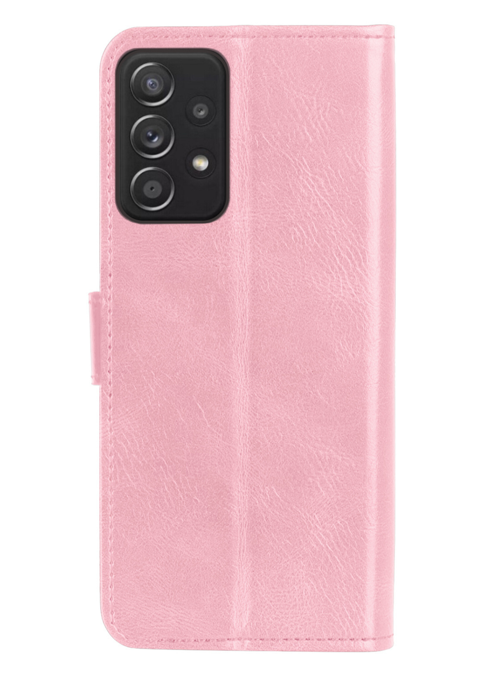 BTH Hoesje Geschikt voor Samsung A33 Hoesje Book Case Hoes Portemonnee Cover Walletcase Met 2x Screenprotector - Hoes Geschikt voor Samsung Galaxy A33 Hoes Bookcase Hoesje - Lichtroze