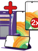 BTH BTH Samsung Galaxy A33 Hoesje Bookcase Paars Met 2x Screenprotector