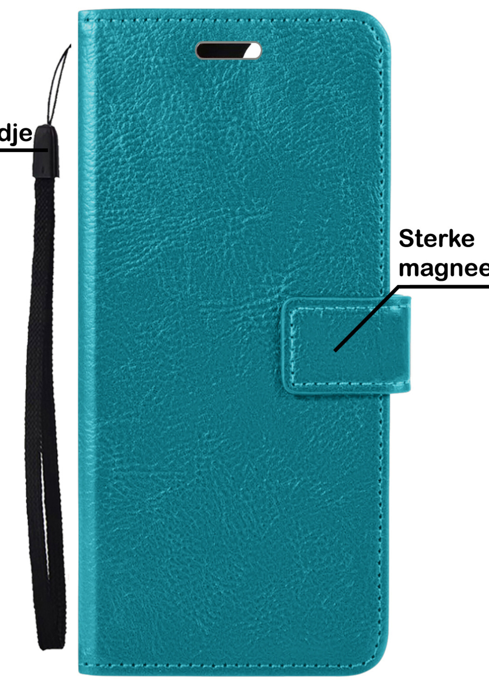 BTH Hoesje Geschikt voor Samsung A33 Hoesje Book Case Hoes Portemonnee Cover Walletcase Met 2x Screenprotector - Hoes Geschikt voor Samsung Galaxy A33 Hoes Bookcase Hoesje - Turquoise