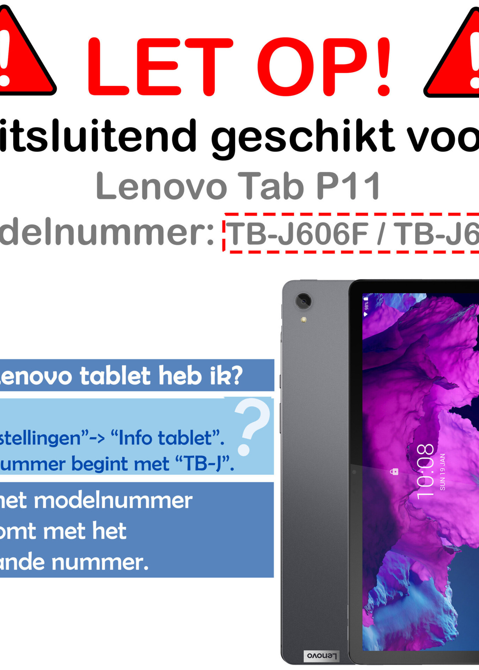 BTH Hoes Geschikt voor Lenovo Tab P11 Hoes Book Case Hoesje Trifold Cover Met Screenprotector - Hoesje Geschikt voor Lenovo Tab P11 Hoesje Bookcase - Bloesem