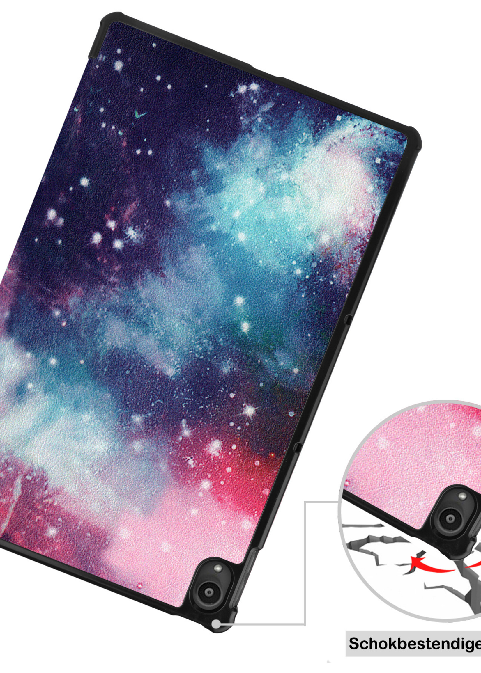 BTH Hoes Geschikt voor Lenovo Tab P11 Hoes Book Case Hoesje Trifold Cover Met Screenprotector - Hoesje Geschikt voor Lenovo Tab P11 Hoesje Bookcase - Galaxy