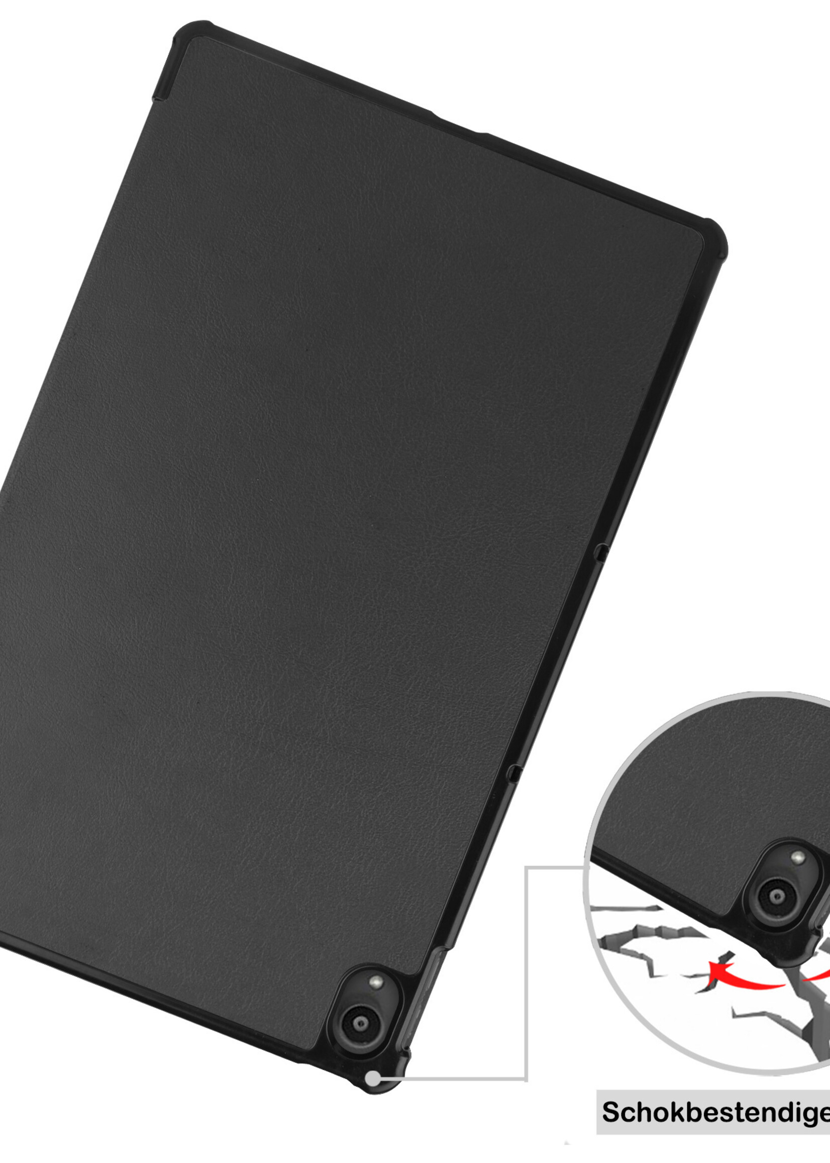 BTH Hoes Geschikt voor Lenovo Tab P11 Hoes Book Case Hoesje Trifold Cover Met Screenprotector - Hoesje Geschikt voor Lenovo Tab P11 Hoesje Bookcase - Zwart