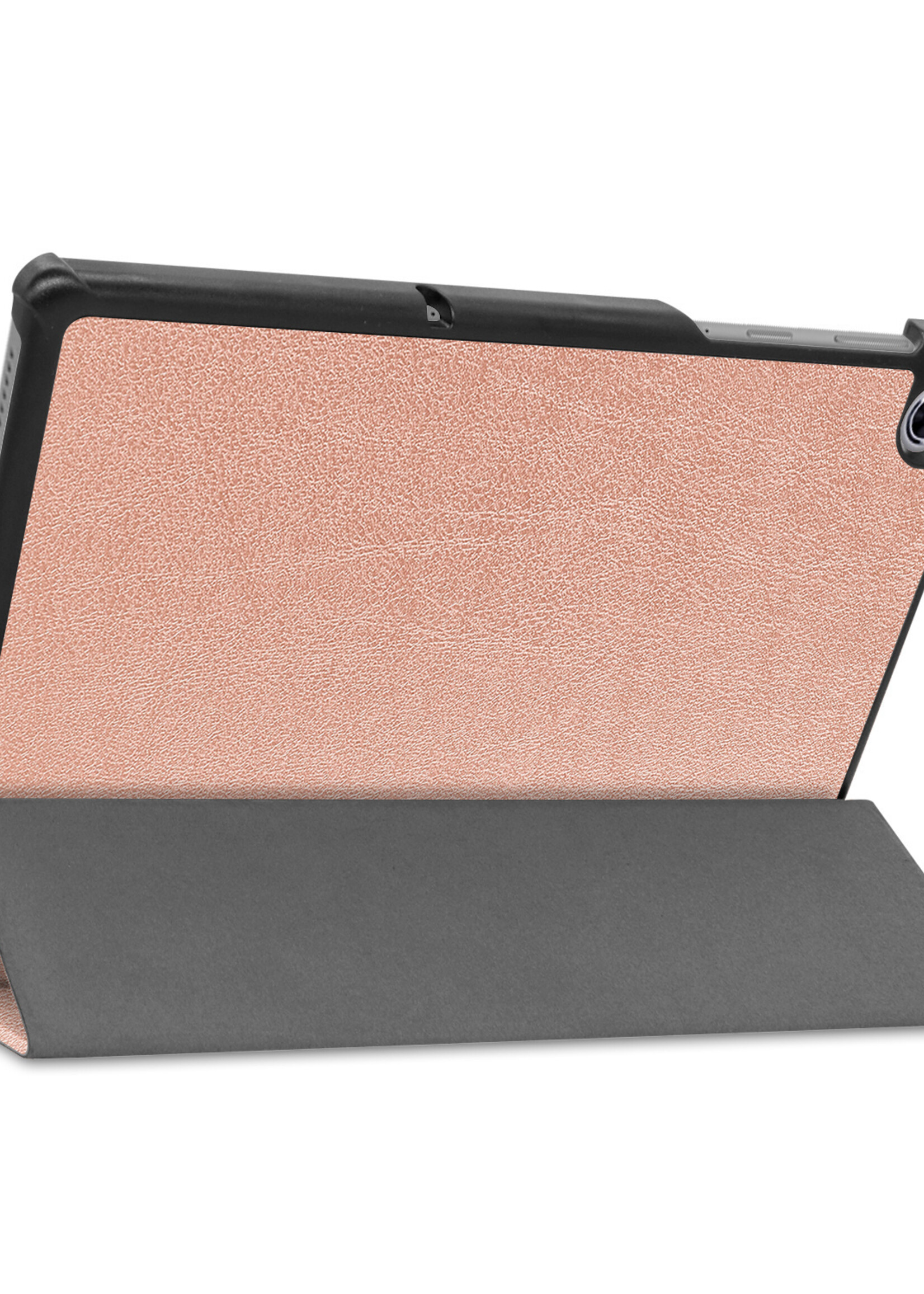 BTH Hoes Geschikt voor Lenovo Tab M10 FHD Plus 2nd Gen Hoes Book Case Hoesje Trifold Cover Met Screenprotector - Hoesje Geschikt voor Lenovo Tab M10 FHD Plus (2e Gen) Hoesje Bookcase - Rosé goud