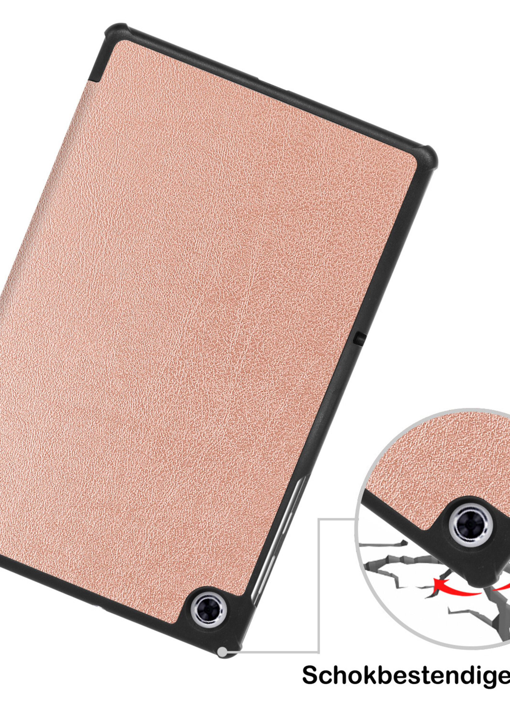 BTH Hoes Geschikt voor Lenovo Tab M10 FHD Plus 2nd Gen Hoes Book Case Hoesje Trifold Cover Met Screenprotector - Hoesje Geschikt voor Lenovo Tab M10 FHD Plus (2e Gen) Hoesje Bookcase - Rosé goud