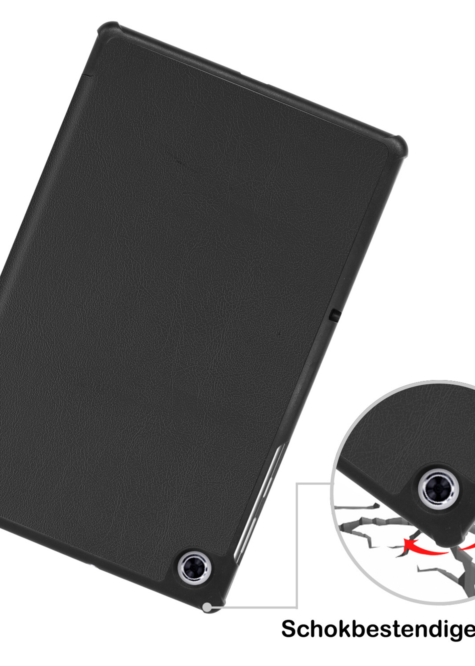 BTH Hoes Geschikt voor Lenovo Tab M10 FHD Plus 2nd Gen Hoes Book Case Hoesje Trifold Cover Met Screenprotector - Hoesje Geschikt voor Lenovo Tab M10 FHD Plus (2e Gen) Hoesje Bookcase - Zwart