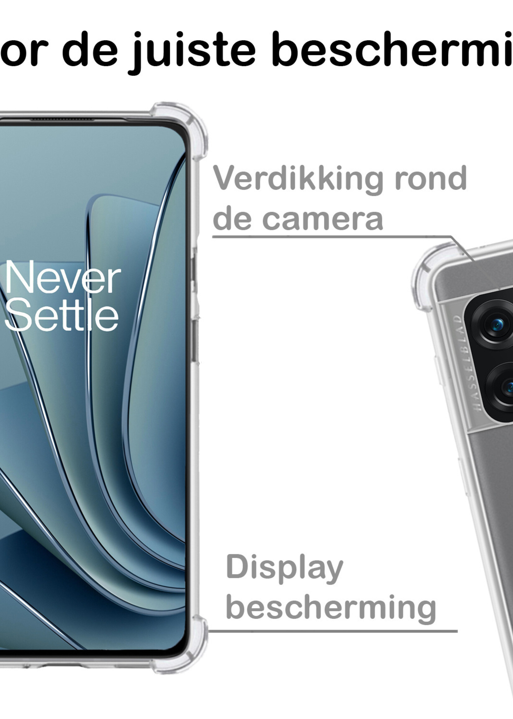 BTH OnePlus 10 Pro Hoesje Siliconen Shock Proof Case Transparant - OnePlus 10 Pro Hoesje Transparant - OnePlus 10 Pro Hoes Cover Shockproof