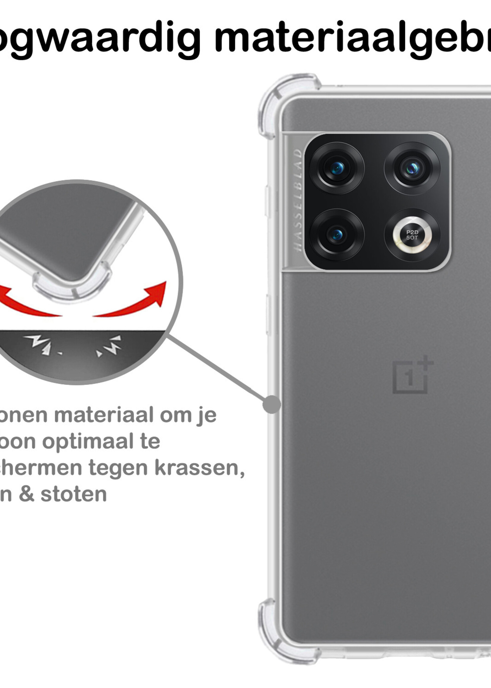 BTH OnePlus 10 Pro Hoesje Siliconen Shock Proof Case Transparant - OnePlus 10 Pro Hoesje Transparant - OnePlus 10 Pro Hoes Cover Shockproof