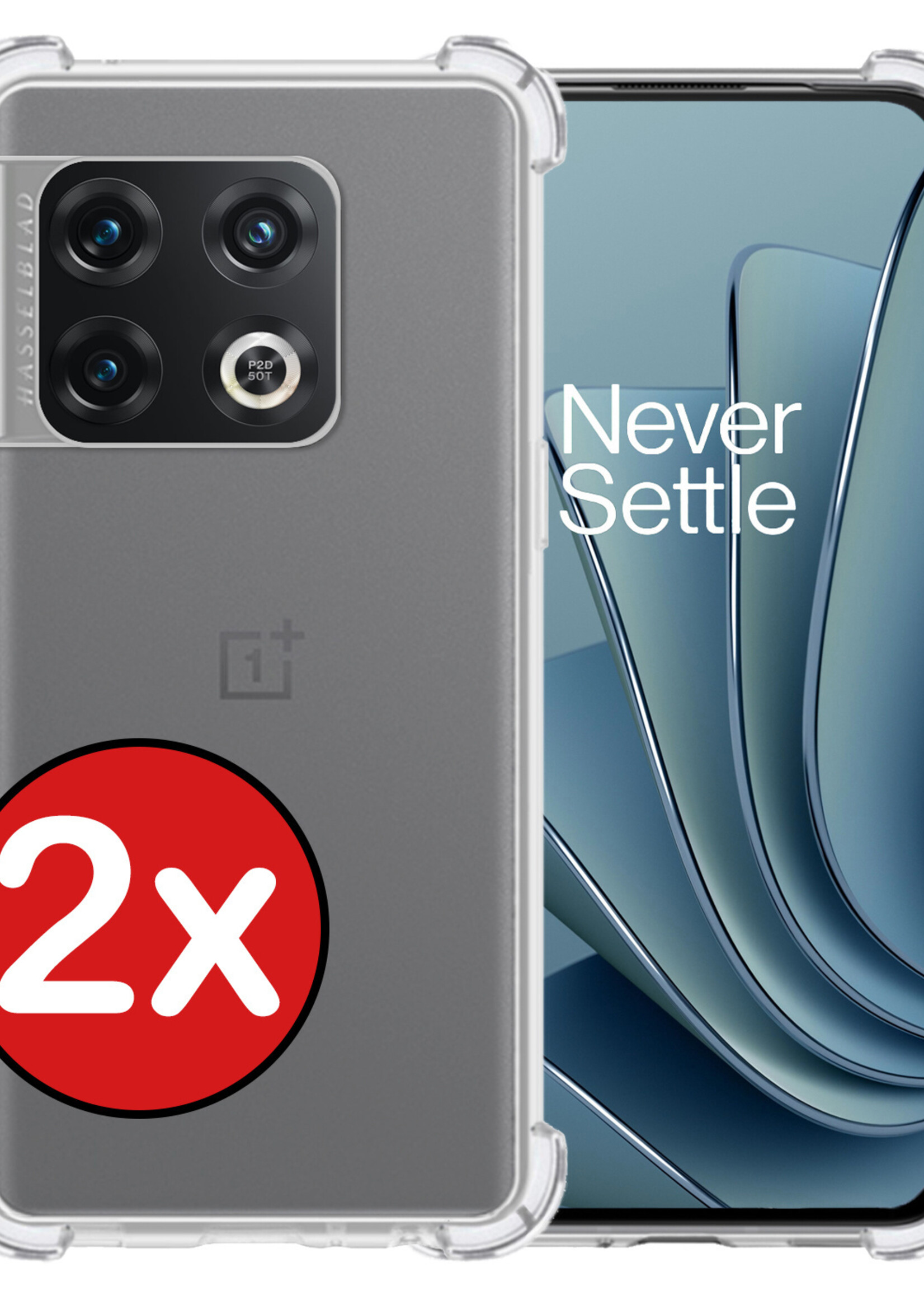 BTH Hoesje Geschikt voor OnePlus 10 Pro Hoesje Siliconen Shock Proof Case Hoes - Hoes Geschikt voor OnePlus 10 Pro Hoes Cover Case Shockproof - Transparant - 2 PACK