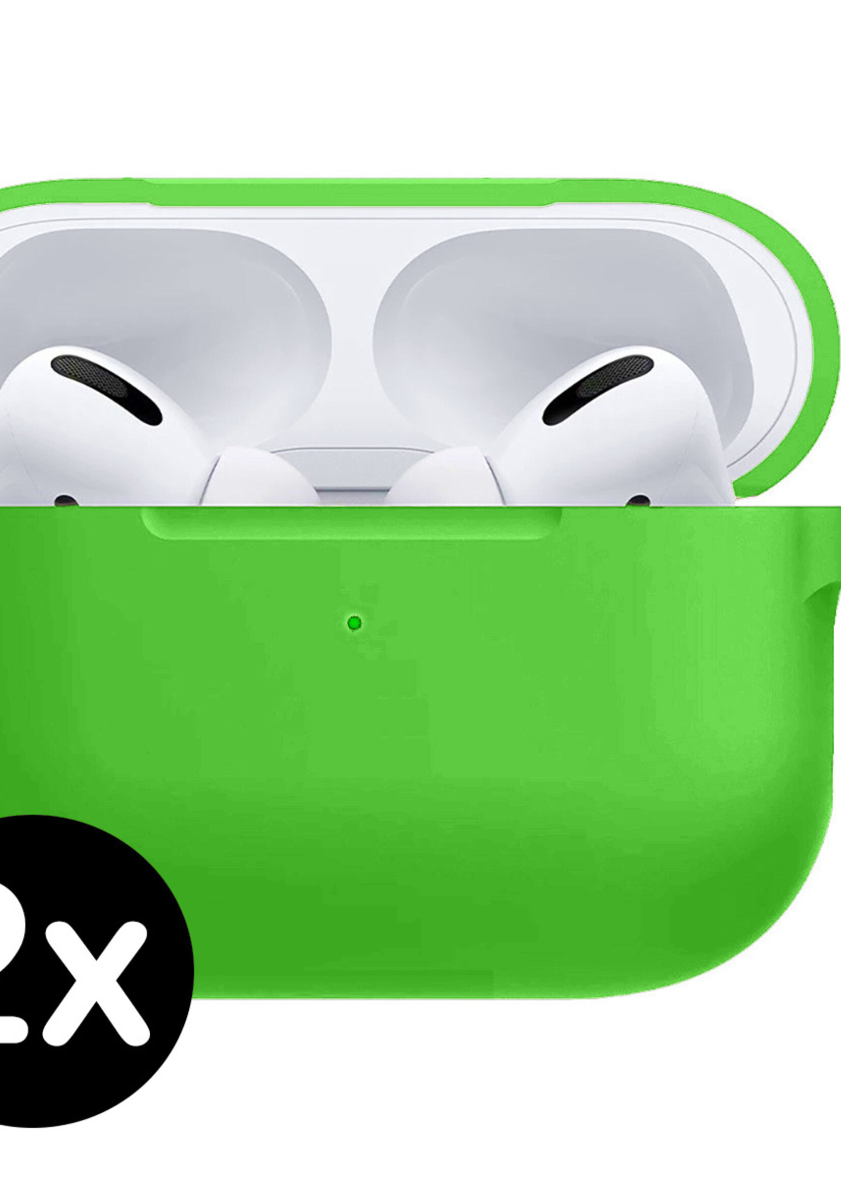 BTH Case Geschikt voor Airpods Pro Hoesje Hoes Siliconen Met Clip Cover - Hoesje Geschikt voor Apple Airpods Pro Siliconen Met Clip - Groen - 2 PACK