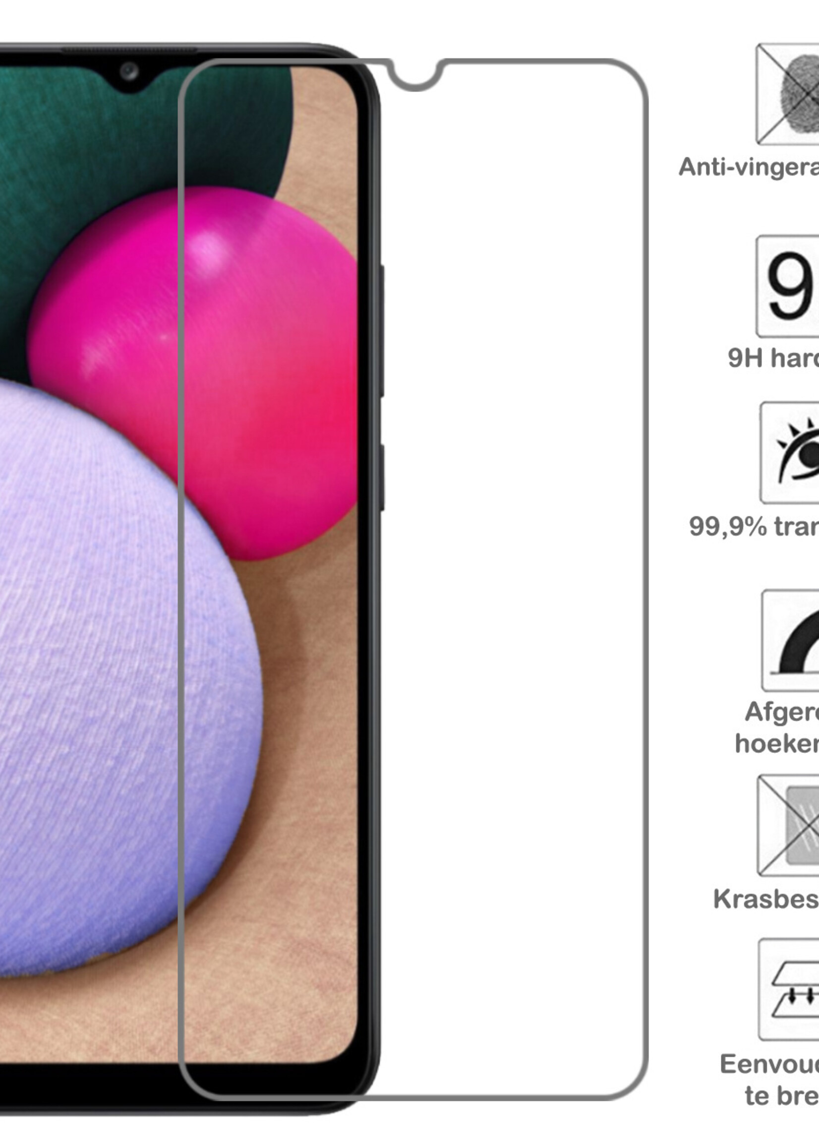 BTH Hoesje Geschikt voor Samsung A03s Hoesje Met Pasjeshouder Siliconen Case Met Kaarthouder Met 2x Screenprotector - Hoes Geschikt voor Samsung Galaxy A03s Hoesje Shock Proof Case - Transparant
