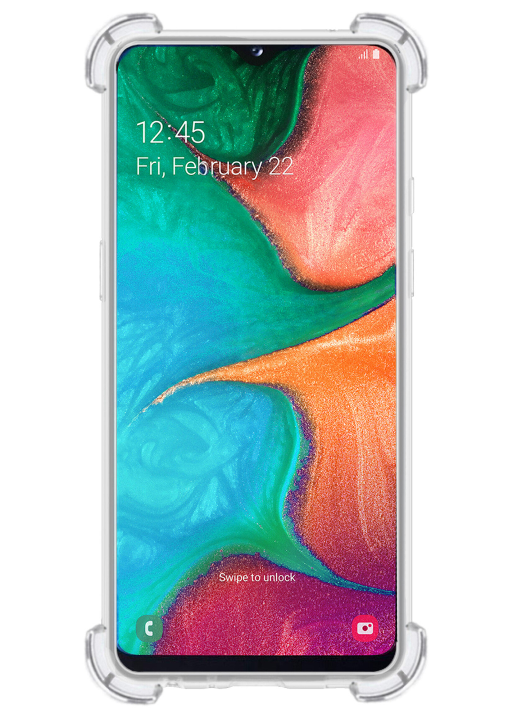 BTH Hoesje Geschikt voor Samsung A20e Hoesje Met Pasjeshouder Siliconen Case Met Kaarthouder - Hoes Geschikt voor Samsung Galaxy A20e Hoesje Shock Proof Case - Transparant - 2 PACK