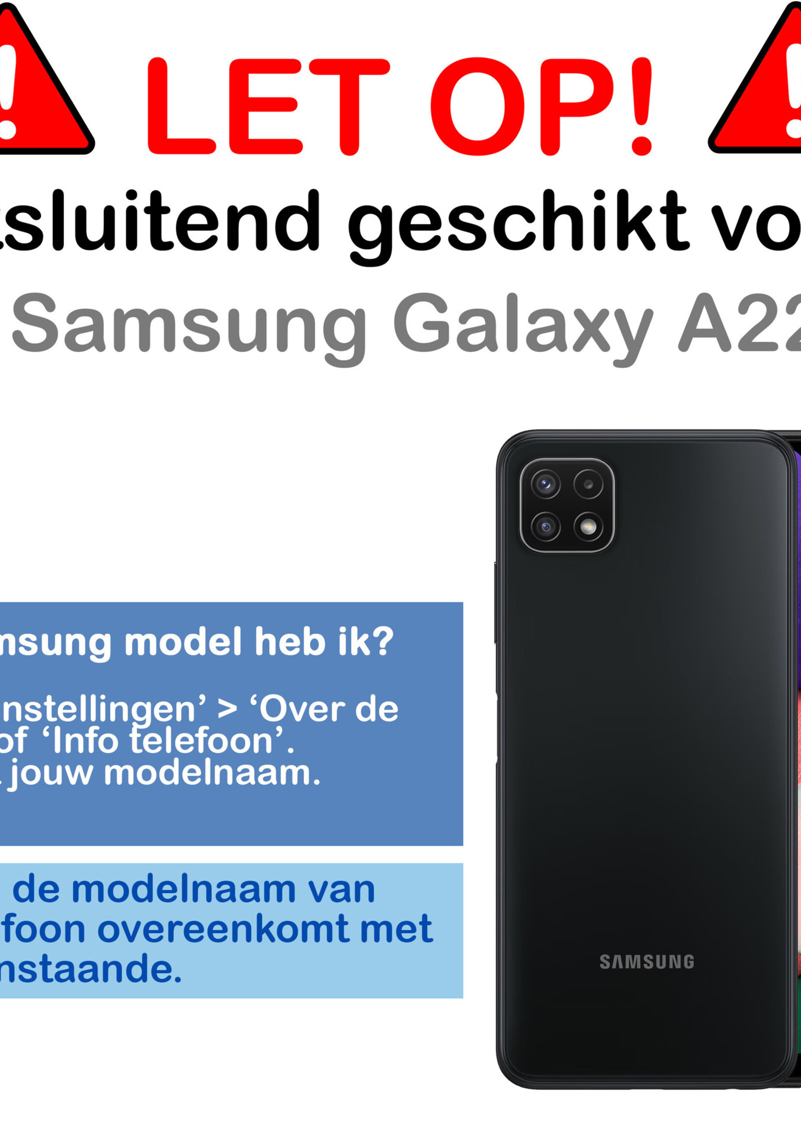BTH Samsung A22 5G Hoesje Met Pasjeshouder - Samsung Galaxy A22 5G Hoesje Transparant Shock Proof Case - Samsung A22 5G Hoesje Met Kaarthouder