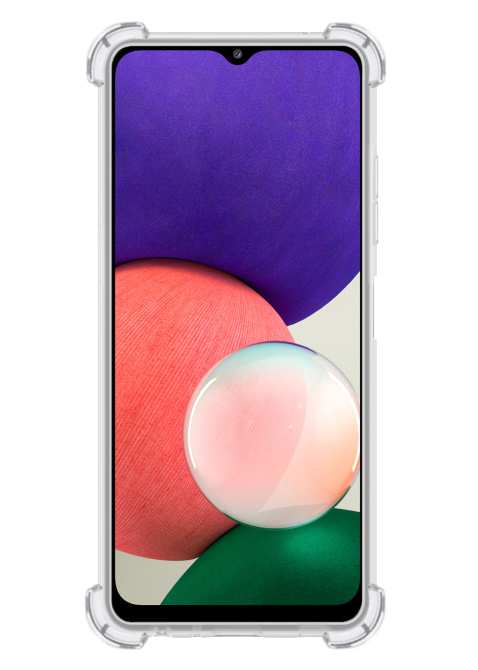 BTH Hoesje Geschikt voor Samsung A22 5G Hoesje Met Pasjeshouder Siliconen Case Met Kaarthouder Met 2x Screenprotector - Hoes Geschikt voor Samsung Galaxy A22 5G Hoesje Shock Proof Case - Transparant