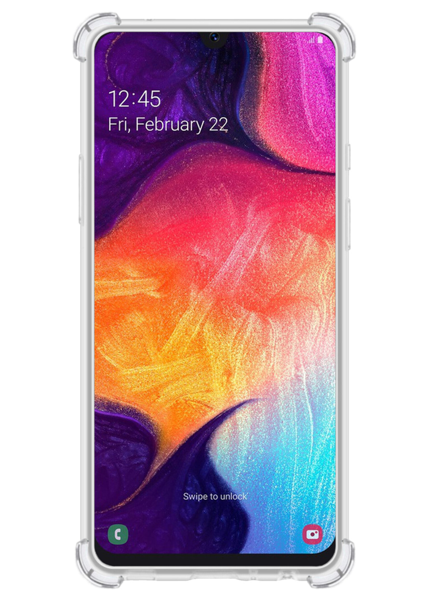 BTH Samsung A50 Hoesje Met Pasjeshouder - Samsung Galaxy A50 Hoesje Transparant Shock Proof Case - Samsung A50 Hoesje Met Kaarthouder