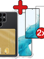 BTH BTH Samsung Galaxy S22 Ultra Hoesje Pashouder Met 2x Screenprotector