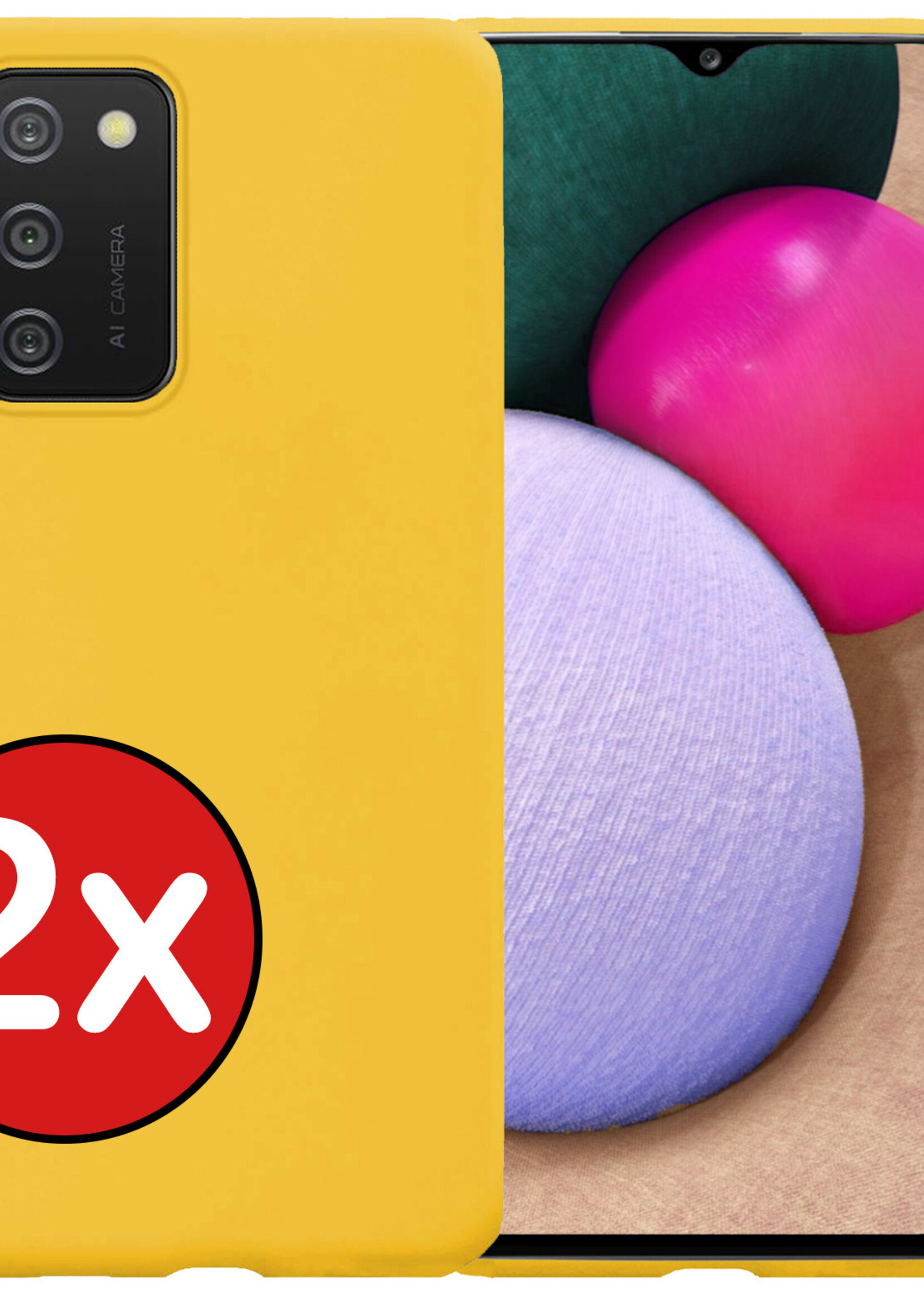BTH Hoesje Geschikt voor Samsung A02s Hoesje Siliconen Case Hoes - Hoes Geschikt voor Samsung Galaxy A02s Hoes Cover Case - Geel - 2 PACK