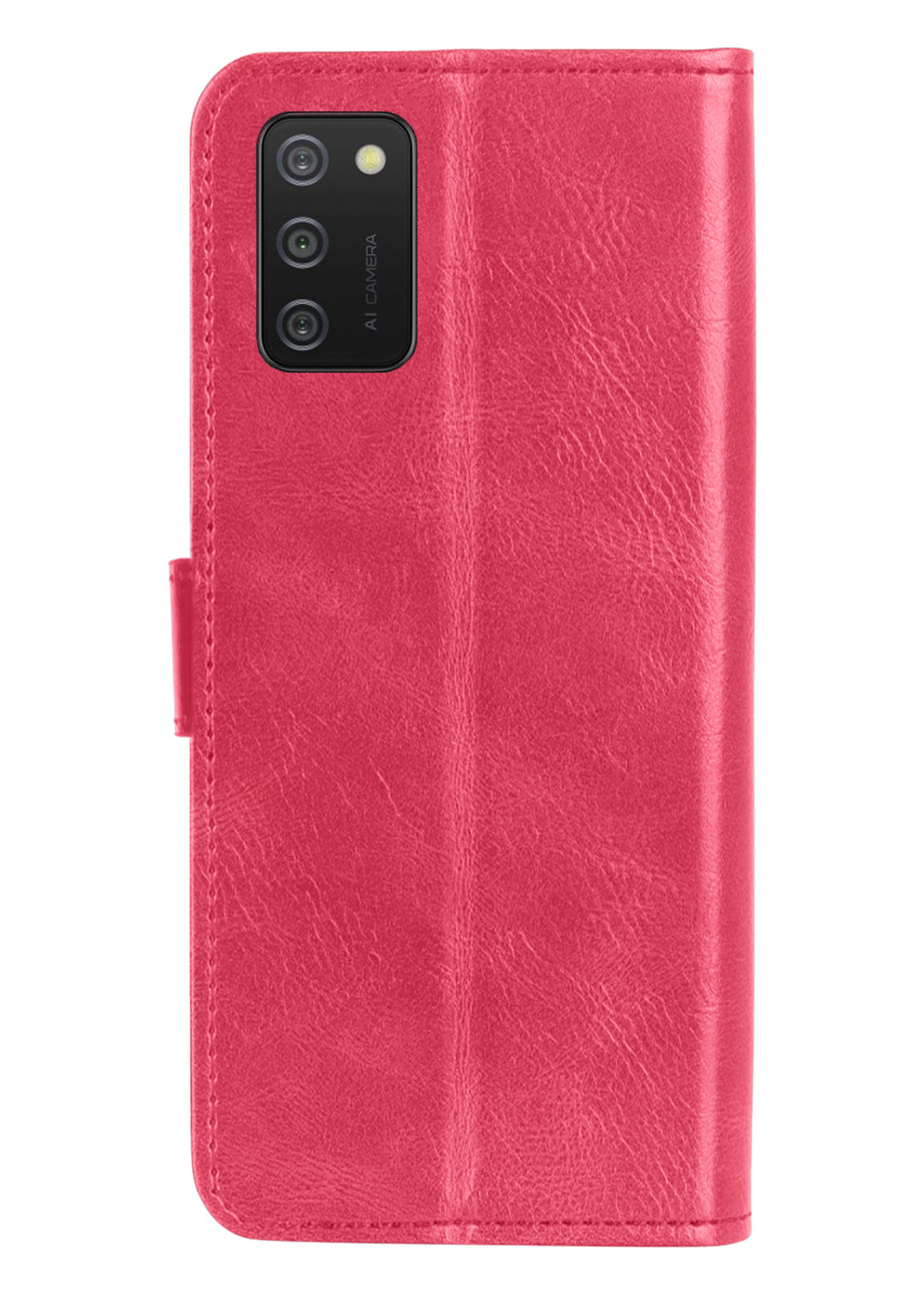 BTH Samsung A02s Hoesje Book Case Hoes - Samsung Galaxy A02s Case Hoesje Portemonnee Cover - Samsung A02s Hoes Wallet Case Hoesje - Donker Roze