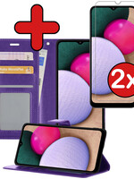 BTH BTH Samsung Galaxy A02s Hoesje Bookcase Paars Met 2x Screenprotector