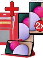 BTH BTH Samsung Galaxy A02s Hoesje Bookcase Rood Met 2x Screenprotector