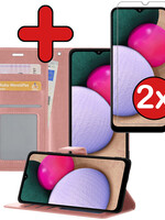 BTH BTH Samsung Galaxy A02s Hoesje Bookcase Rose goud Met 2x Screenprotector