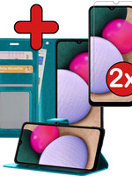 BTH BTH Samsung Galaxy A02s Hoesje Bookcase Turquoise Met 2x Screenprotector
