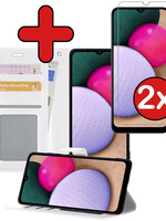 BTH BTH Samsung Galaxy A02s Hoesje Bookcase Wit Met 2x Screenprotector