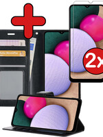BTH BTH Samsung Galaxy A02s Hoesje Bookcase Zwart Met 2x Screenprotector