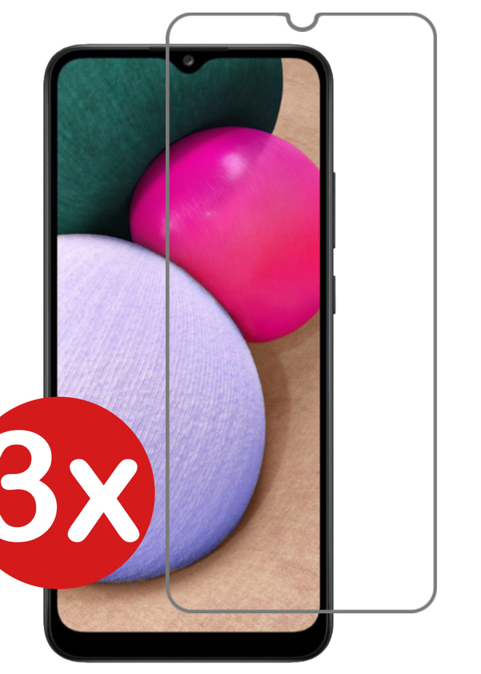 BTH Screenprotector Geschikt voor Samsung A03s Screenprotector Glas Gehard Tempered Glass - Screenprotector Geschikt voor Samsung Galaxy A03s Screen Protector Screen Cover - 3 PACK